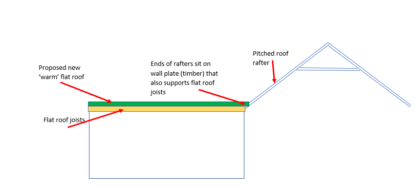 Pitched roof to warm flat roof | DIYnot Forums