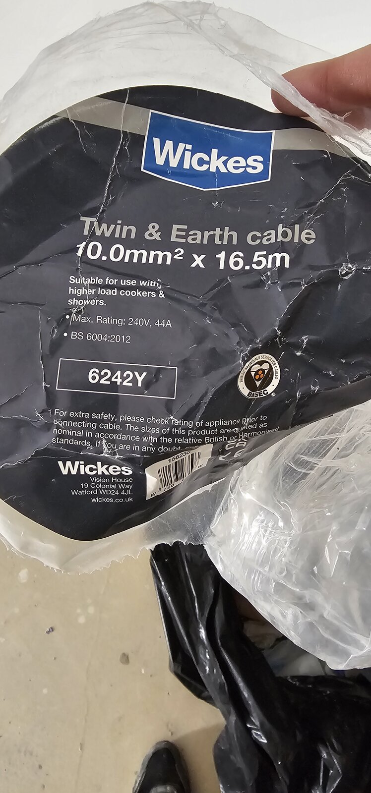 Twin & Earth Cable - 10mm2 x 16.5m