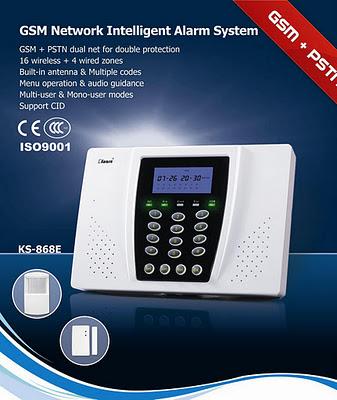 Home GSM quad band Alarm Systems with siren, smoke