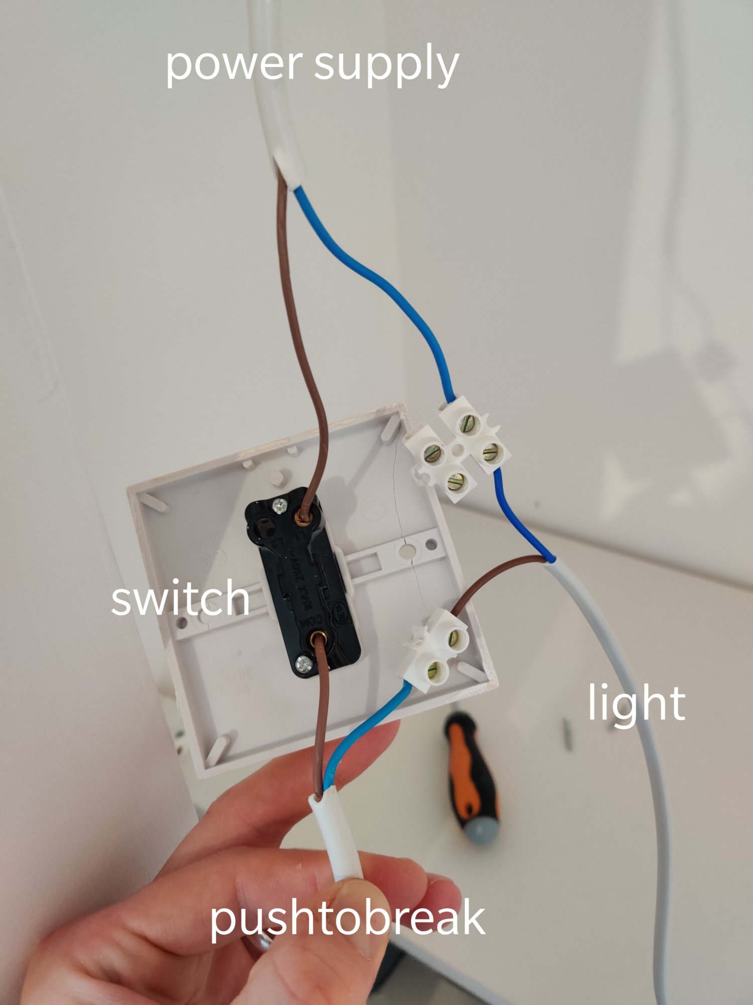 Wiring push to break switch | DIYnot Forums