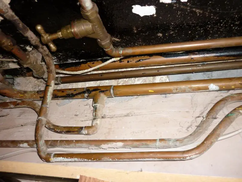 pipes below the work surface