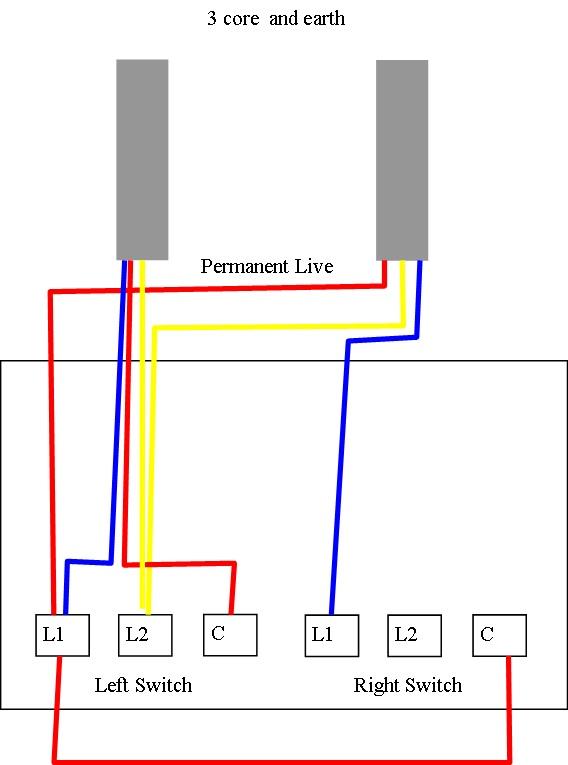 A two gang and a one gang light switch for 2 lights - help! | DIYnot Forums